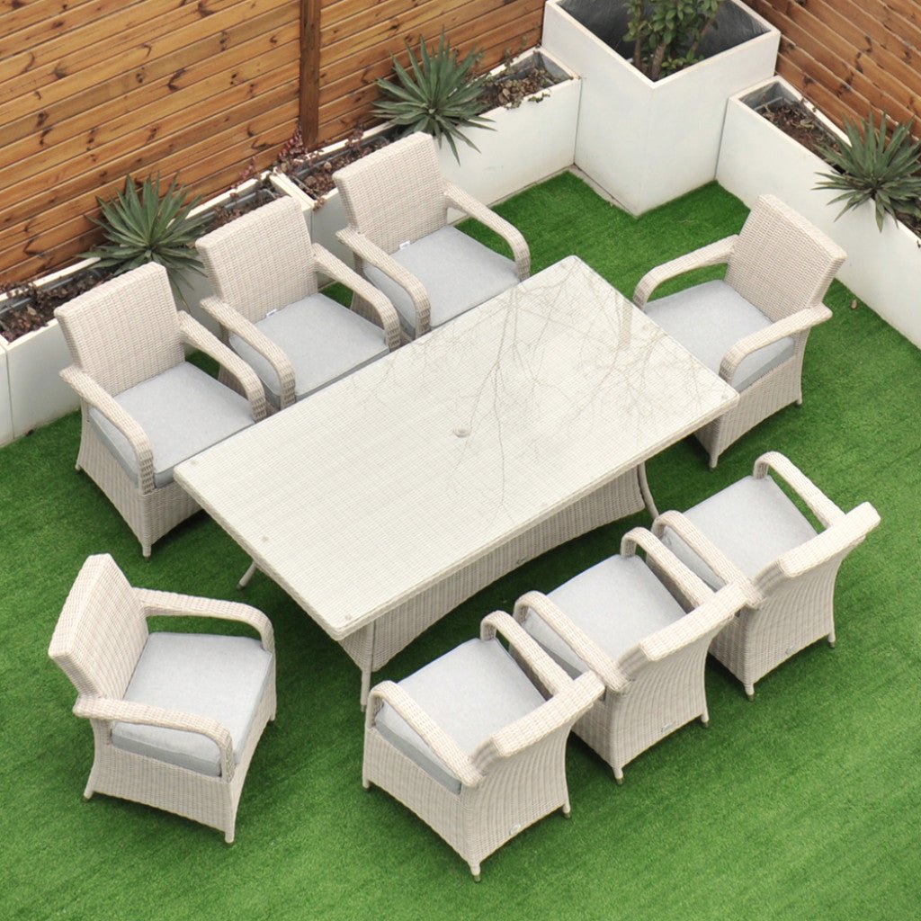 Sorrento - 8 Seat Set with 200 cm Rectangular Table (White Washed) - Rathwood Store