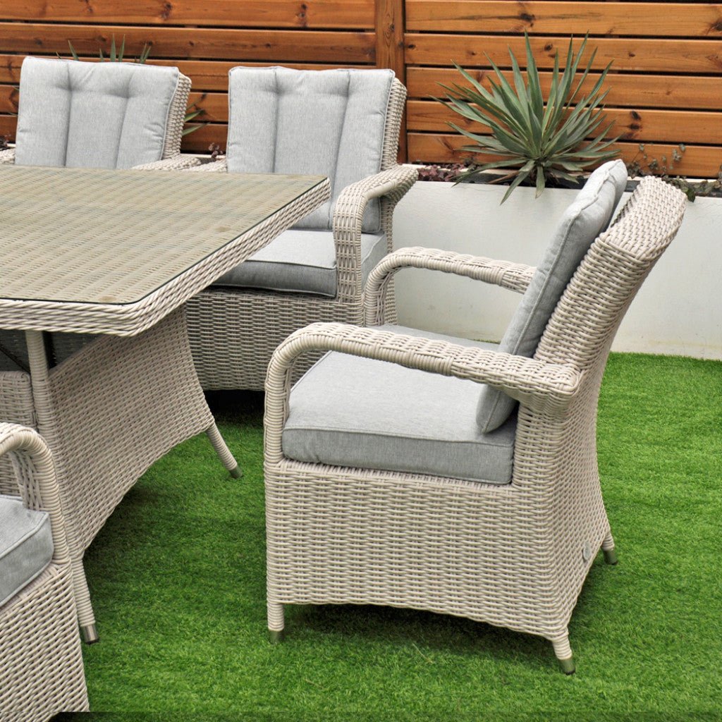Sorrento - 8 Seat Set with 200 cm Rectangular Table (White Washed) - Rathwood Store