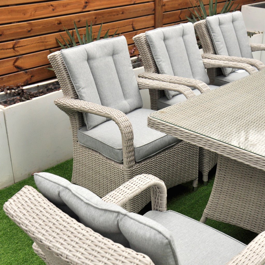 Sorrento - 8 Seat Set with 200 cm Rectangular Table (White Washed) - Rathwood Store