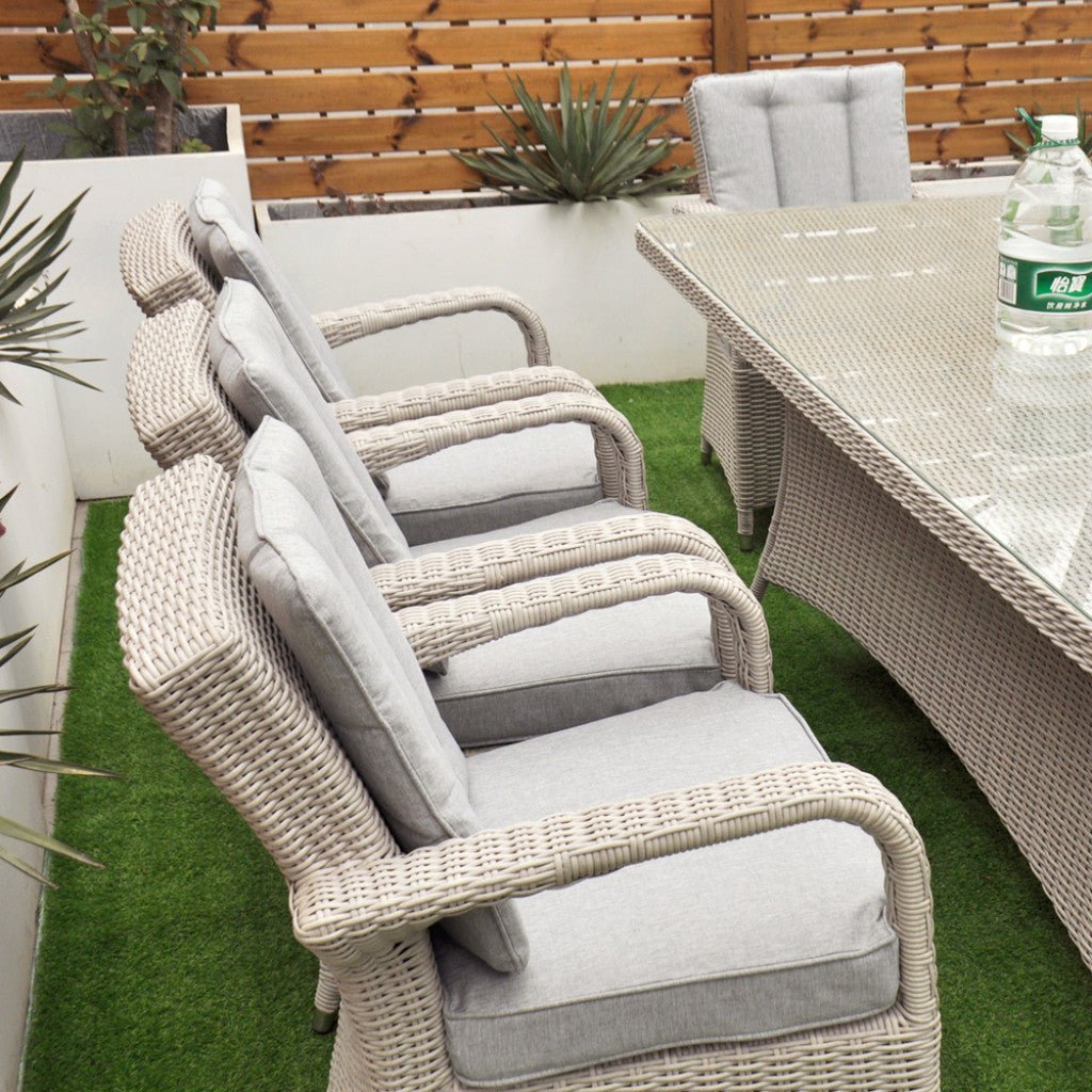 Sorrento - 8 Seat Set with 200 cm Rectangular Table (White Washed) - Rathwood Store