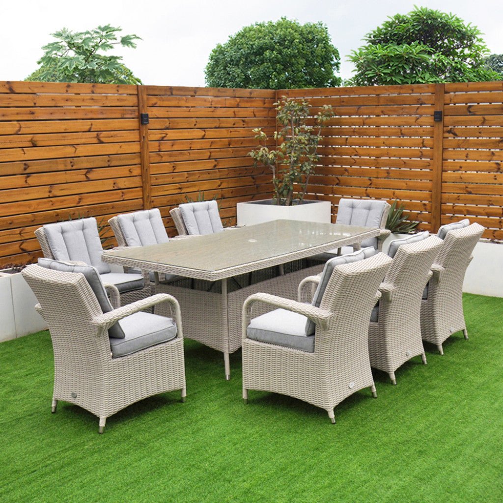 Sorrento - 8 Seat Set with 200 cm Rectangular Table (White Washed) - Rathwood Store