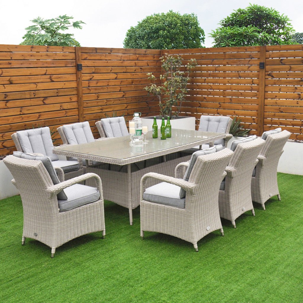 Sorrento - 8 Seat Set with 200 cm Rectangular Table (White Washed) - Rathwood Store