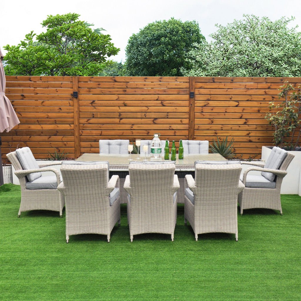 Sorrento - 8 Seat Set with 200 cm Rectangular Table (White Washed) - Rathwood Store