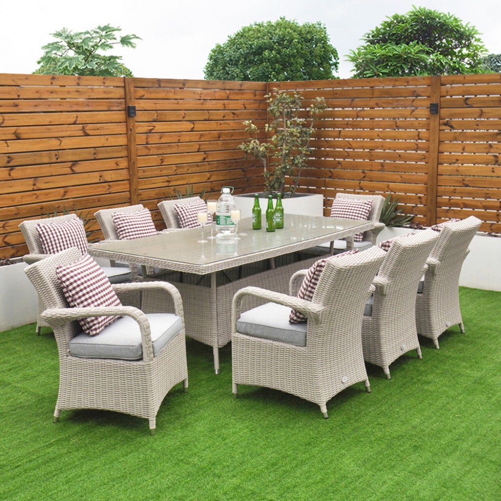 Sorrento - 8 Seat Set with 200 cm Rectangular Table (White Washed) - Rathwood Store