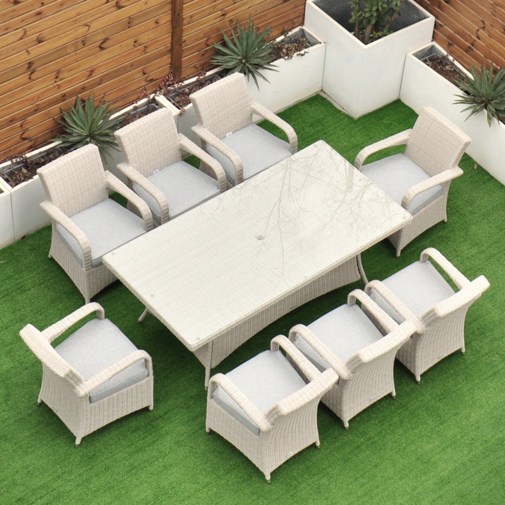 Sorrento - 8 Seat Set with 200 cm Rectangular Table (White Washed) - Rathwood Store