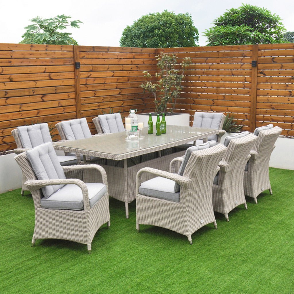 Sorrento - 8 Seat Set with 200 cm Rectangular Table (White Washed) - Rathwood Store