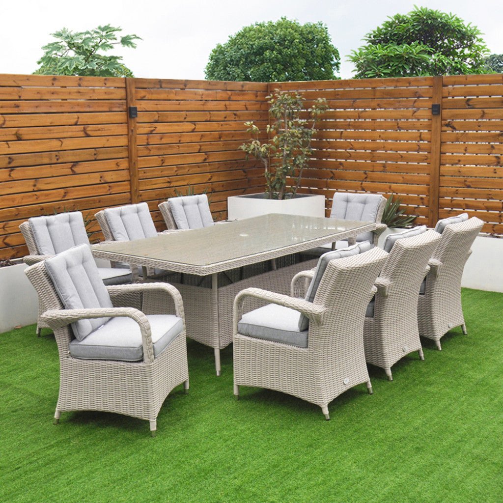 Sorrento - 8 Seat Set with 200 cm Rectangular Table (White Washed) - Rathwood Store