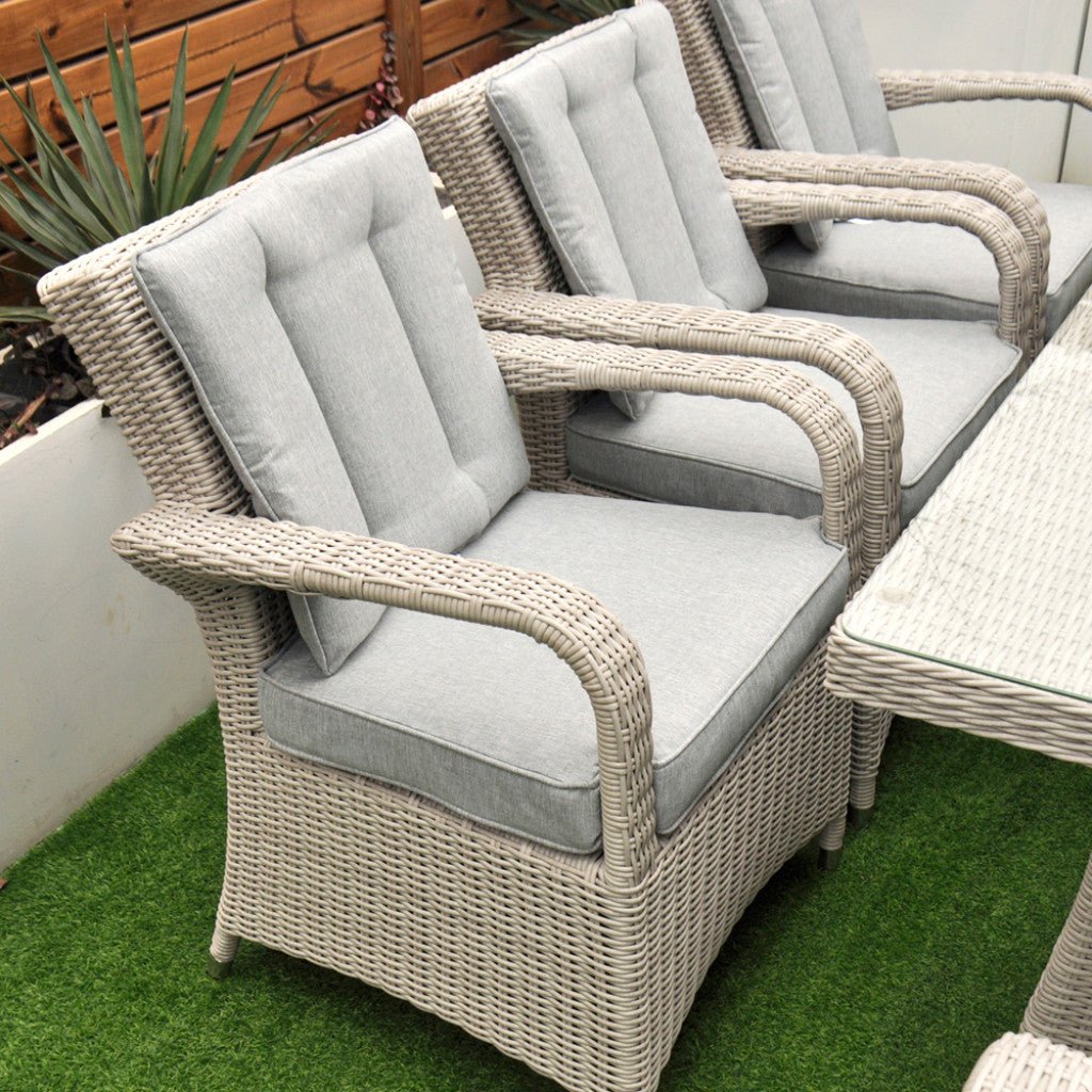 Sorrento - 8 Seat Set with 200 cm Rectangular Table (White Washed) - Rathwood Store