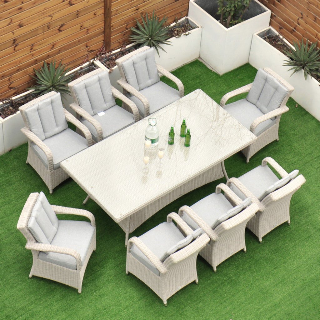 Sorrento - 8 Seat Set with 200 cm Rectangular Table (White Washed) - Rathwood Store