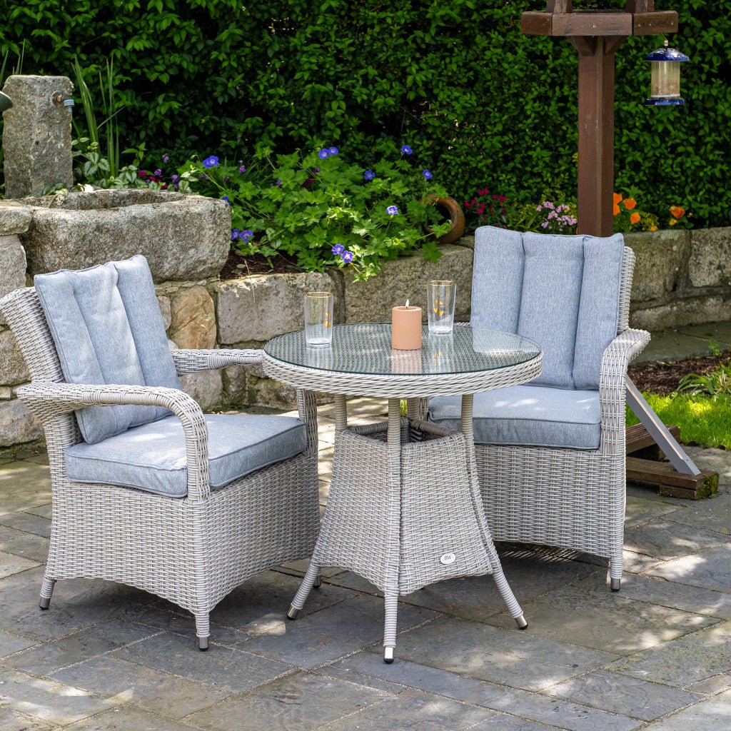 Sorrento - Bistro Set with 70cm Round Table (White Washed) - Rathwood Store