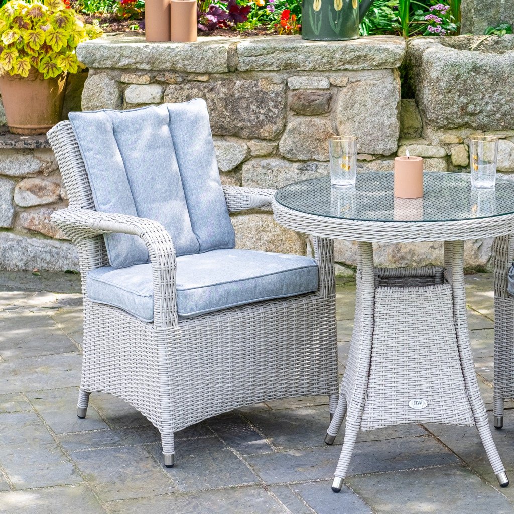 Sorrento - Bistro Set with 70cm Round Table (White Washed) - Rathwood Store
