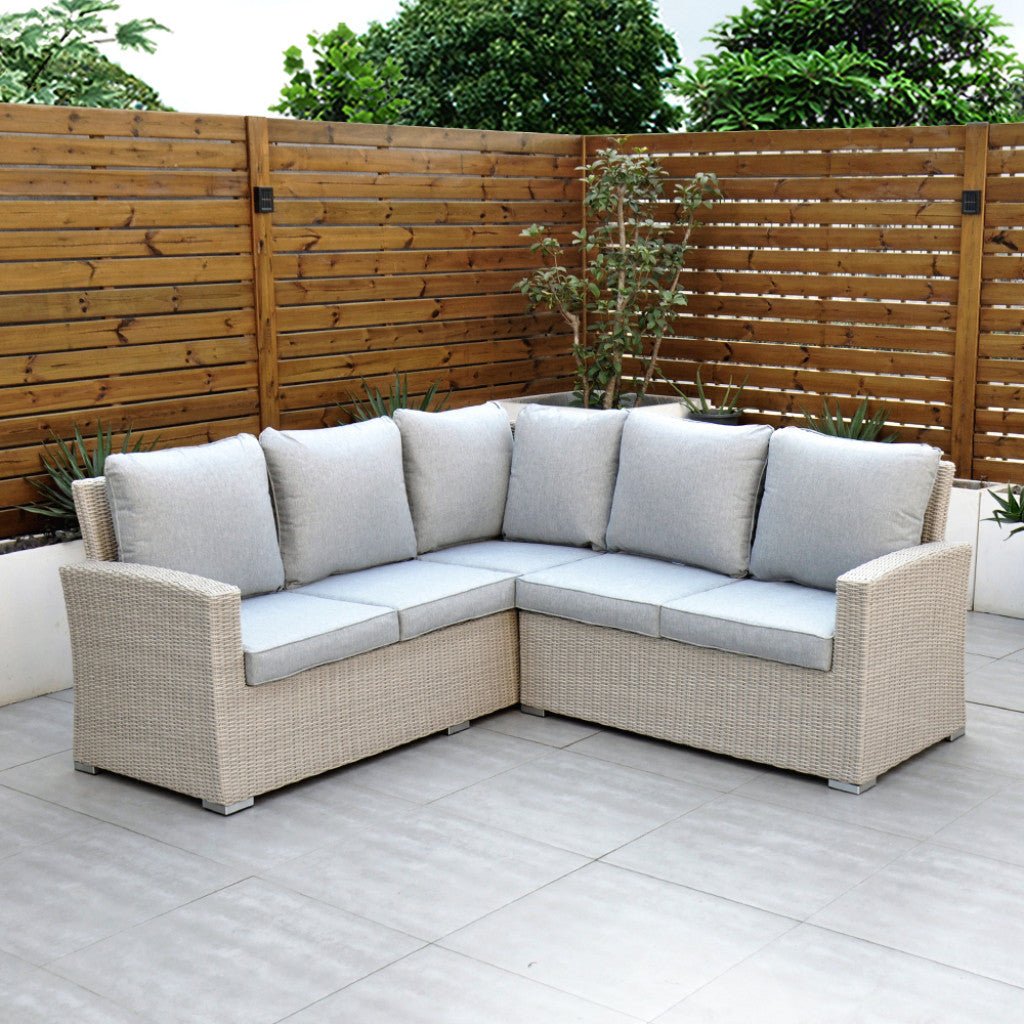 Sorrento - Corner Dining Set with Square Rising Table (White Washed) - Rathwood Store