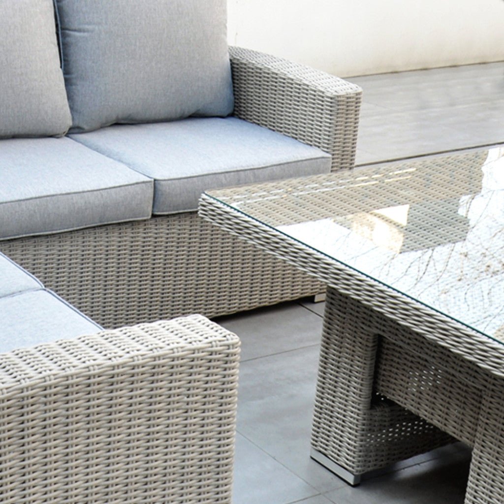 Sorrento - Corner Dining Set with Square Rising Table (White Washed) - Rathwood Store