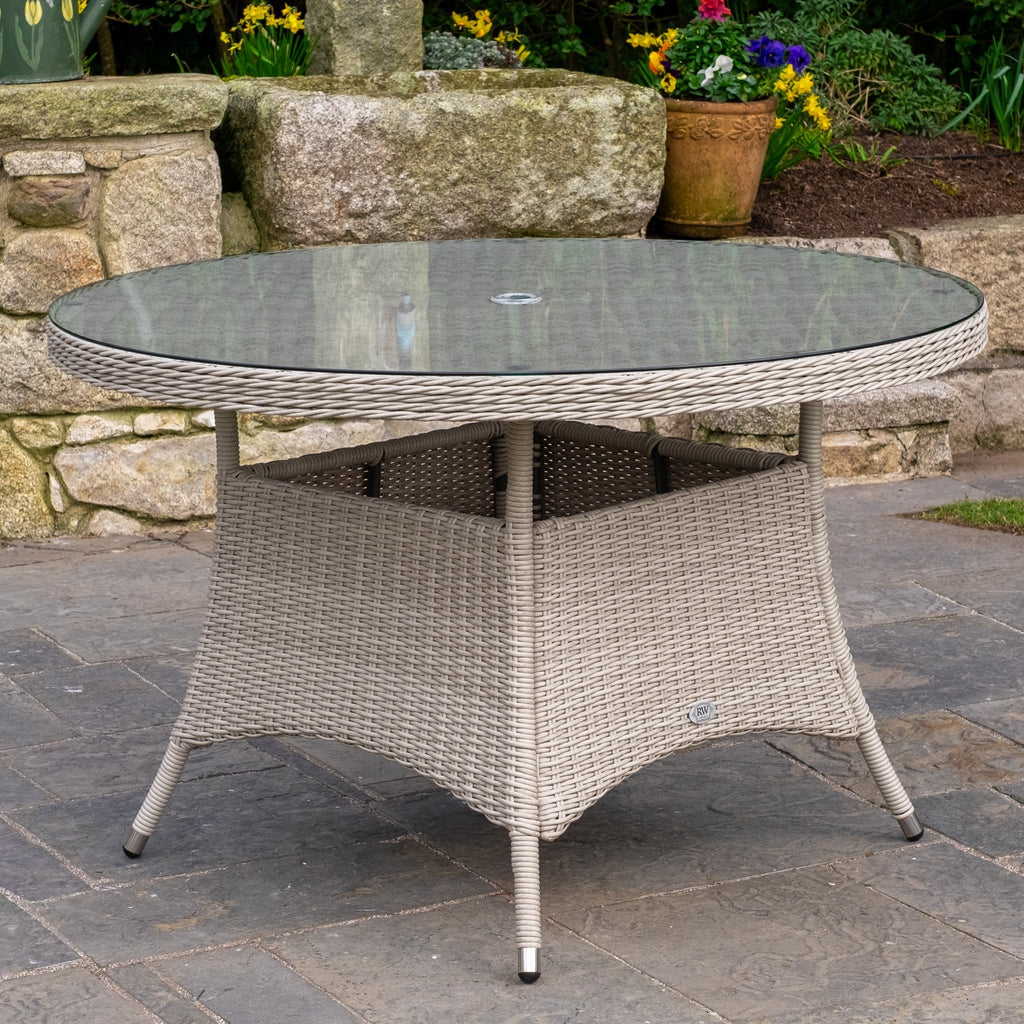 Sorrento Deluxe - 4 Seater Set with Round Table (White Wash) - Rathwood Store