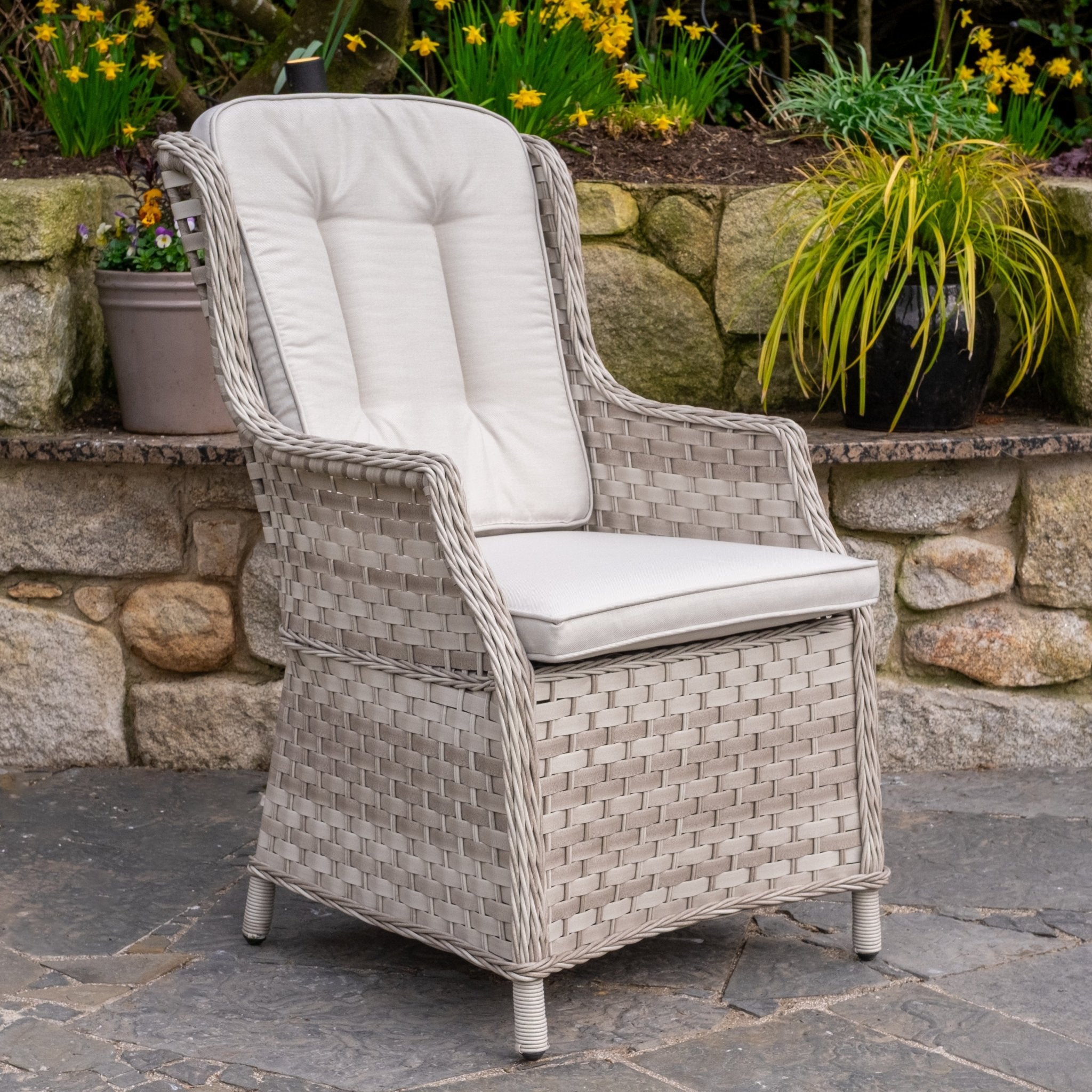 Sorrento Deluxe - 6 Seater Set with Rectangular Table (White Wash) - Rathwood Store