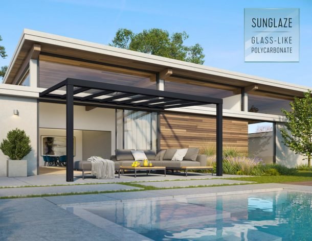 Stockholm 11 ft. x 17 ft. Patio Cover Kit - Grey, Clear Glazing - Rathwood Store