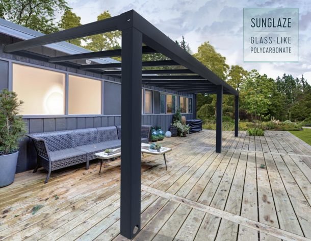 Stockholm 11 ft. x 24 ft. Patio Cover Kit - Grey, Clear Glazing - Rathwood Store