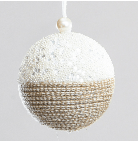 String Beaded Ball - Beige 13cm - Rathwood Store