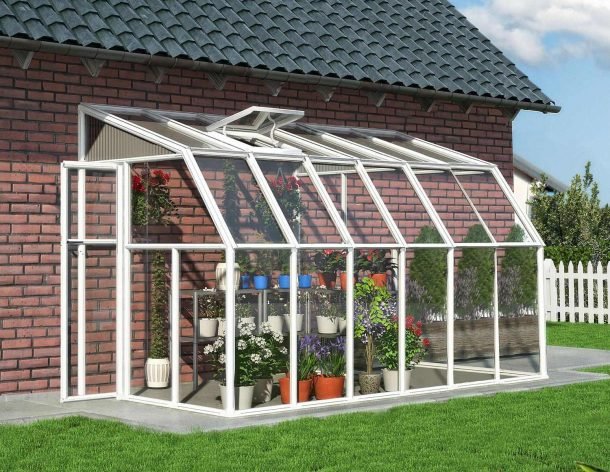 Sunroom 6 ft. x 12 ft. Solarium Kit - White Structure & Hybrid Panels - Rathwood Store
