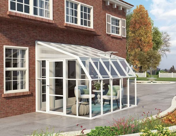 Sunroom 8 ft. x 10 ft. Solarium Kit - White Structure & Hybrid Panels - Rathwood Store
