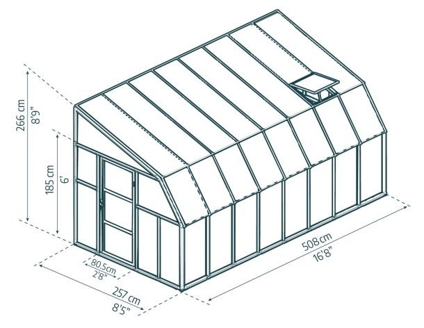 Sunroom 8 ft. x 16 ft. Solarium Kit - White Structure & Hybrid Panels - Rathwood Store