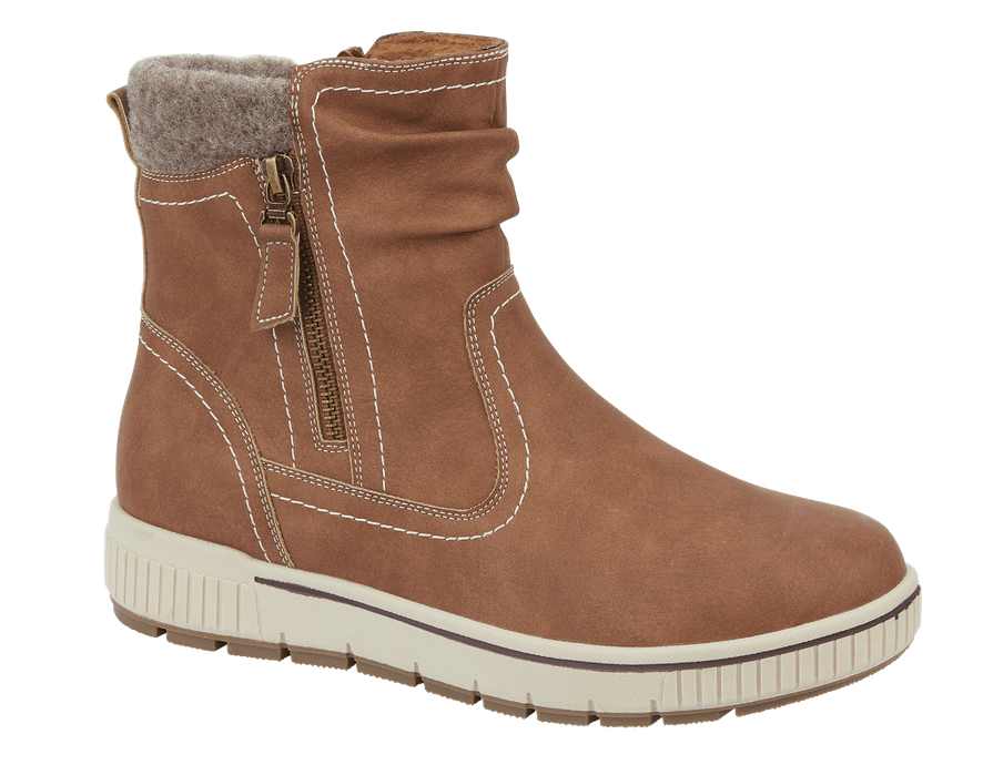 Sutton Felt Collar Ankle Boot - COGNAC - Rathwood Store