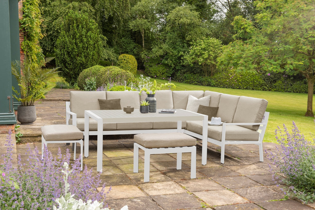 Titchwell Corner Sofa Set with Rectangular Table (White) - Rathwood Store