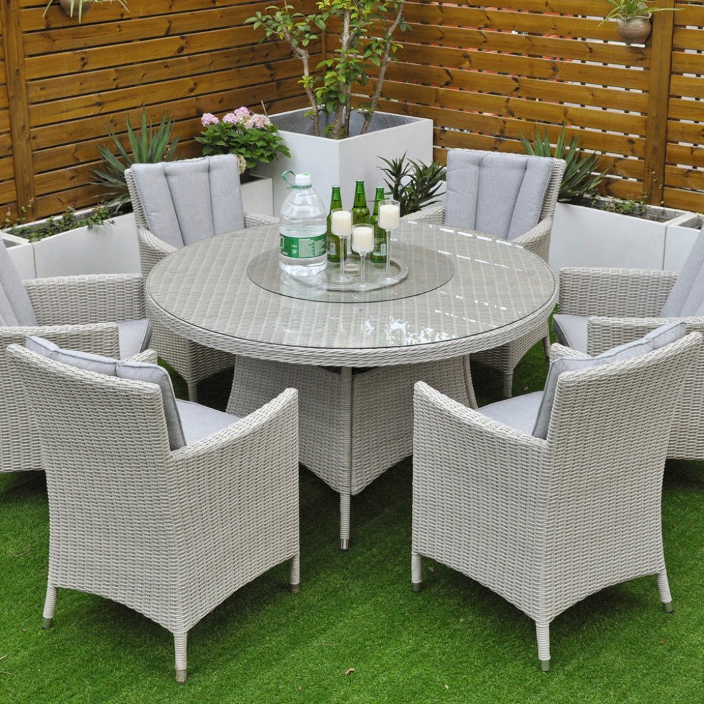 Tulum - 6 Seat Set with 135cm Round Table (White Washed) - Rathwood Store