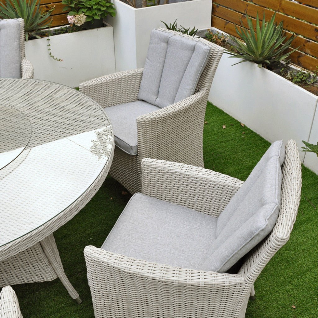 Tulum - 6 Seat Set with 135cm Round Table (White Washed) - Rathwood Store