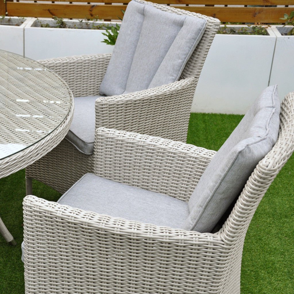 Tulum - 6 Seat Set with 135cm Round Table (White Washed) - Rathwood Store