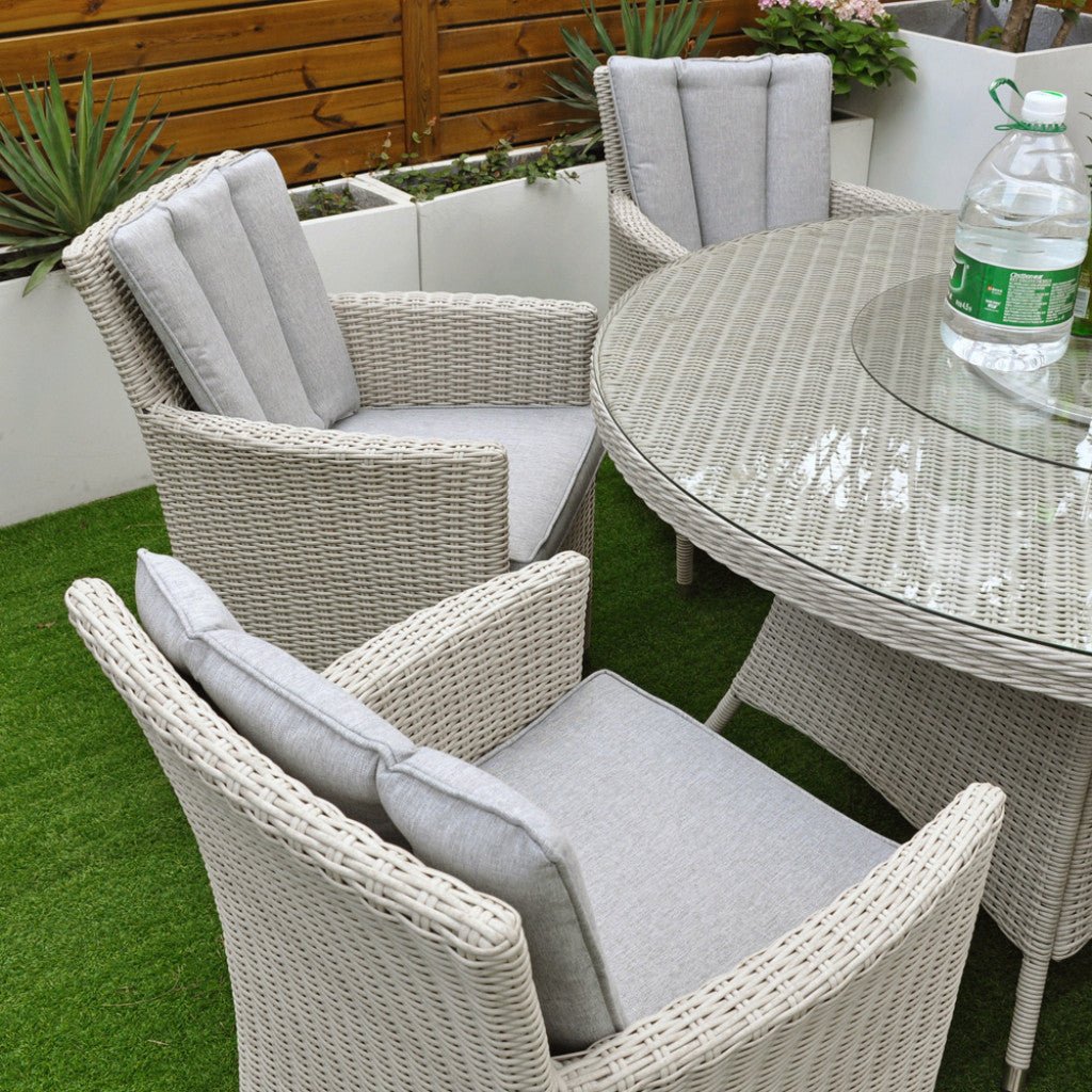 Tulum - 6 Seat Set with 135cm Round Table (White Washed) - Rathwood Store