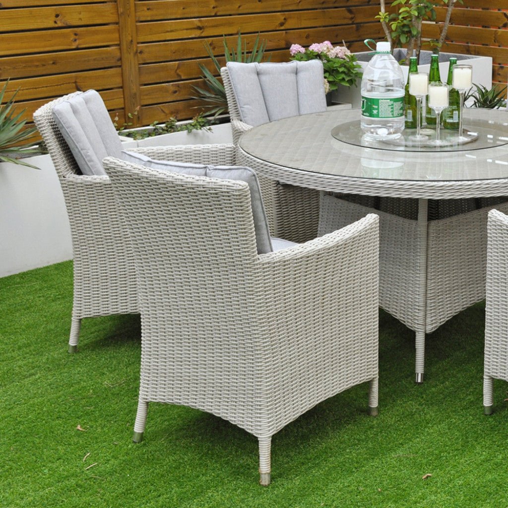 Tulum - 6 Seat Set with 135cm Round Table (White Washed) - Rathwood Store