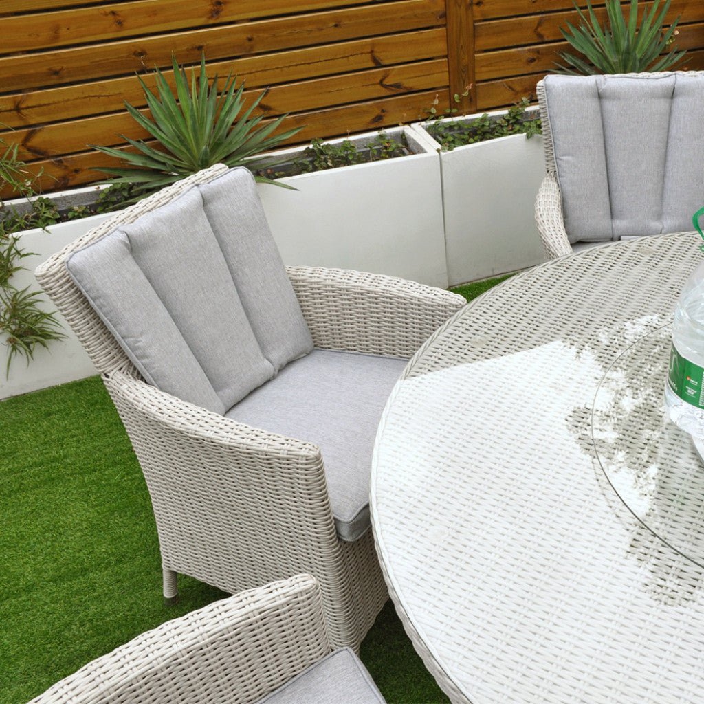 Tulum - 6 Seat Set with 135cm Round Table (White Washed) - Rathwood Store