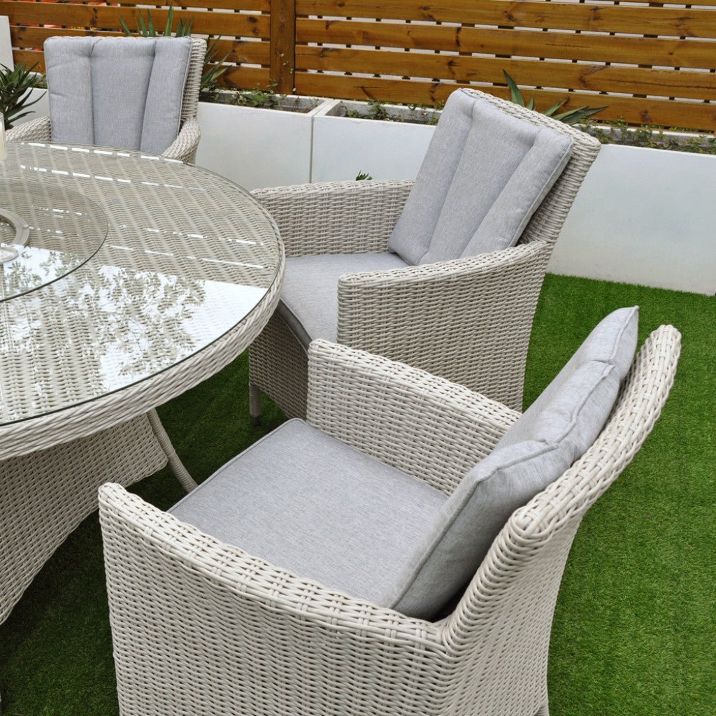 Tulum - 6 Seat Set with 135cm Round Table (White Washed) - Rathwood Store
