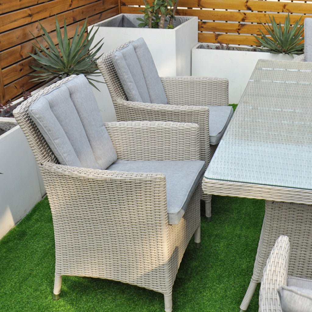 Tulum - 6 Seat Set with 160cm Rectangular Table (White Washed) - Rathwood Store