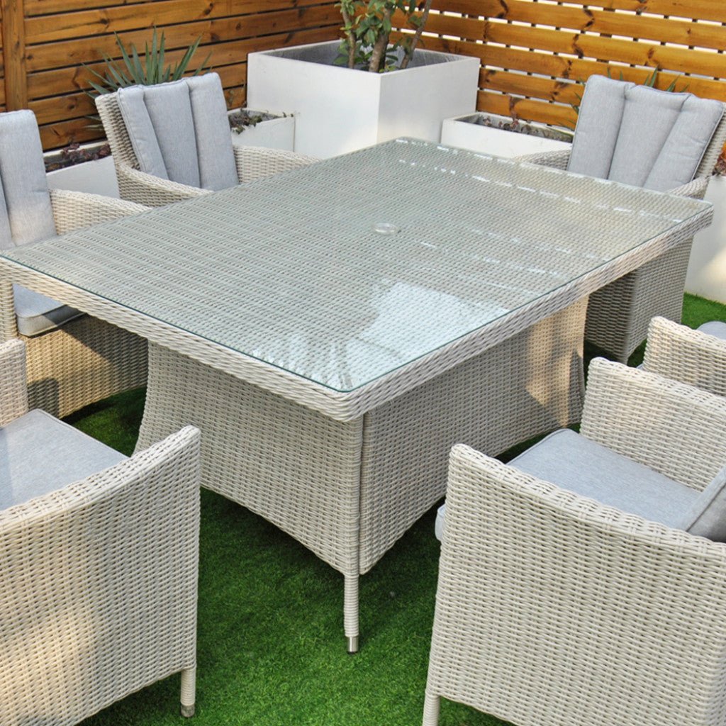 Tulum - 6 Seat Set with 160cm Rectangular Table (White Washed) - Rathwood Store