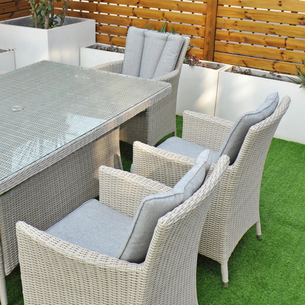 Tulum - 6 Seat Set with 160cm Rectangular Table (White Washed) - Rathwood Store