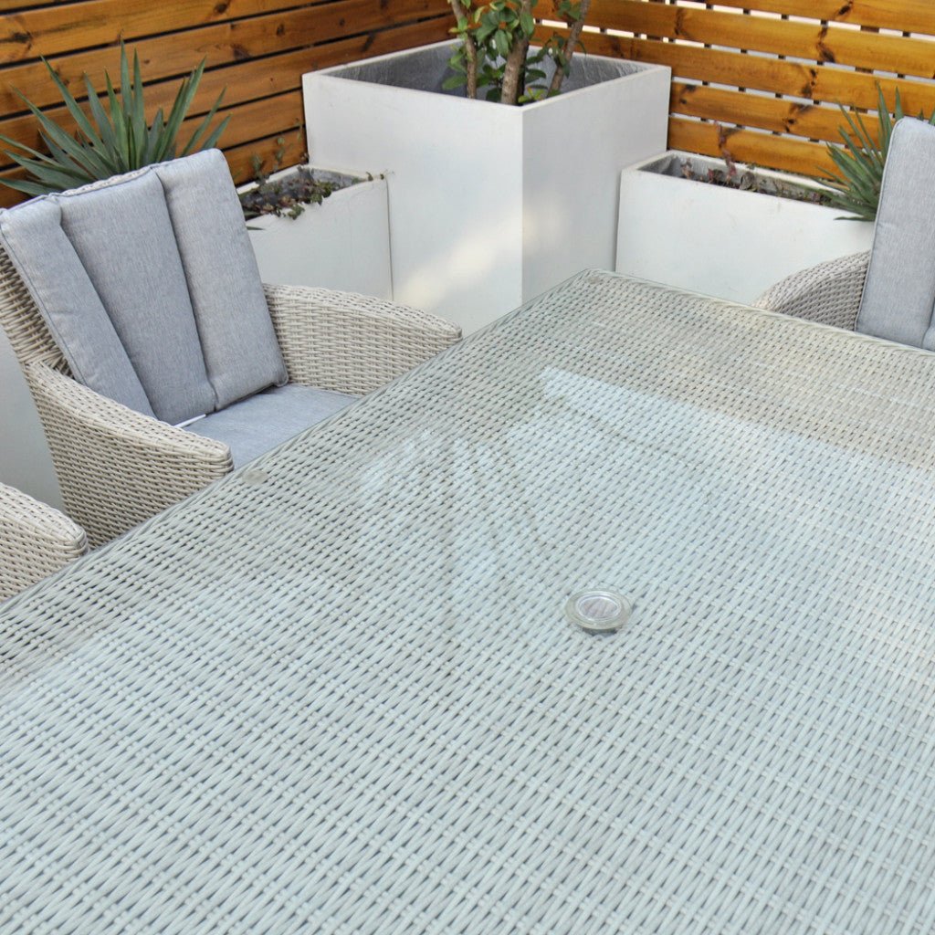 Tulum - 6 Seat Set with 160cm Rectangular Table (White Washed) - Rathwood Store