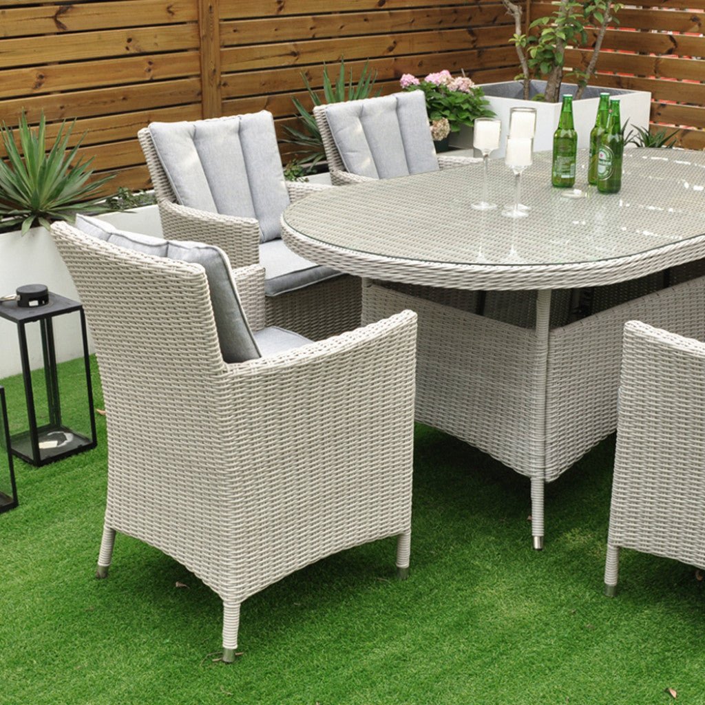 Tulum - 6 Seat Set with 180cm Oval Table (White Washed) - Rathwood Store