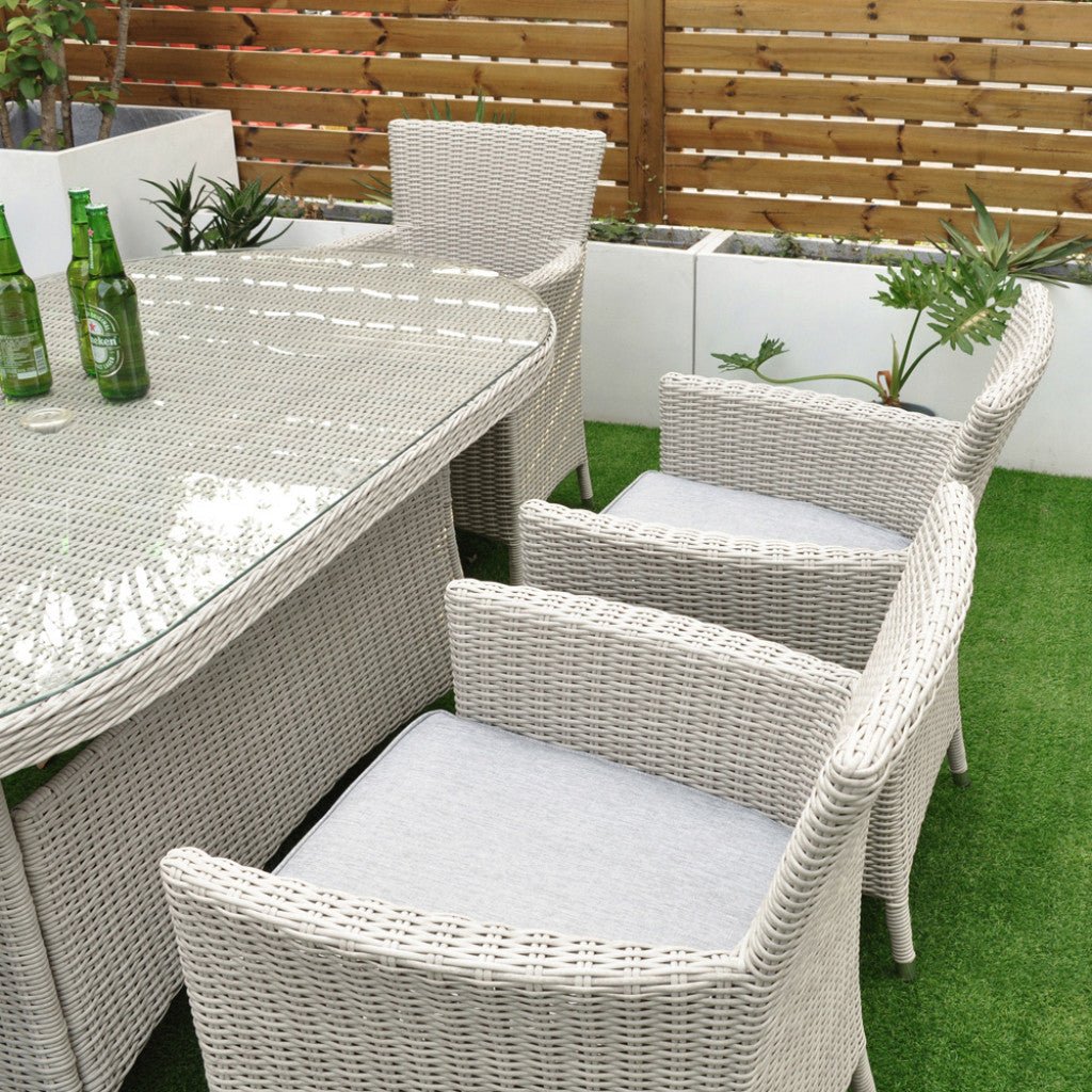 Tulum - 6 Seat Set with 180cm Oval Table (White Washed) - Rathwood Store