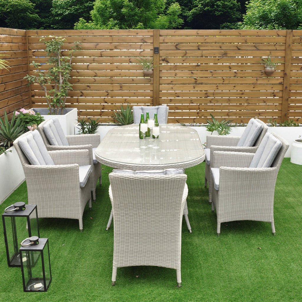 Tulum - 6 Seat Set with 180cm Oval Table (White Washed) - Rathwood Store