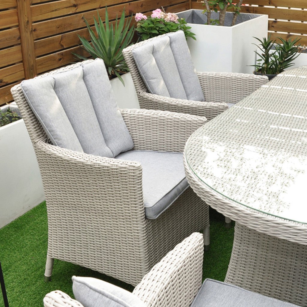 Tulum - 6 Seat Set with 180cm Oval Table (White Washed) - Rathwood Store