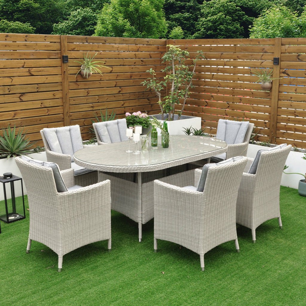 Tulum - 6 Seat Set with 180cm Oval Table (White Washed) - Rathwood Store