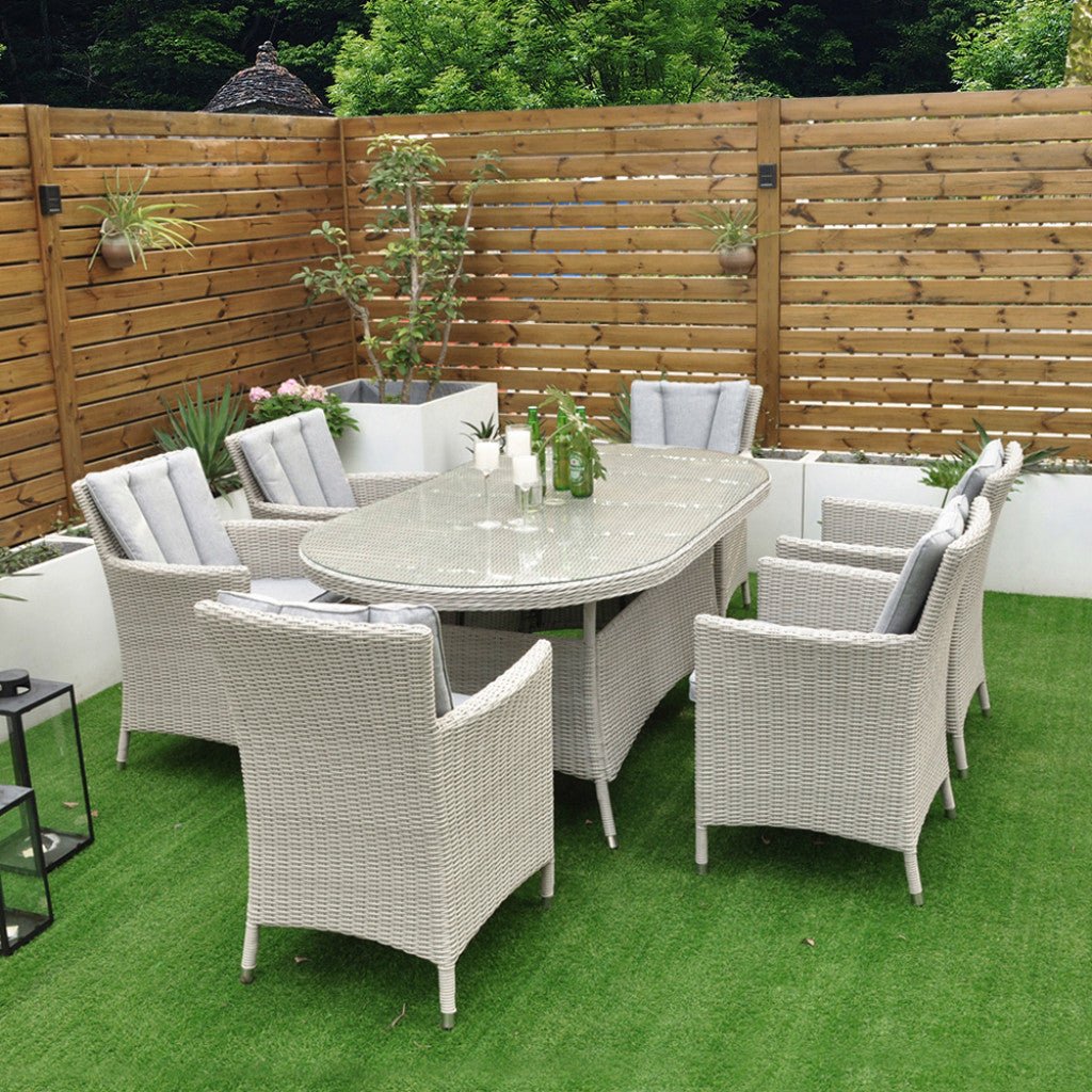 Tulum - 6 Seat Set with 180cm Oval Table (White Washed) - Rathwood Store