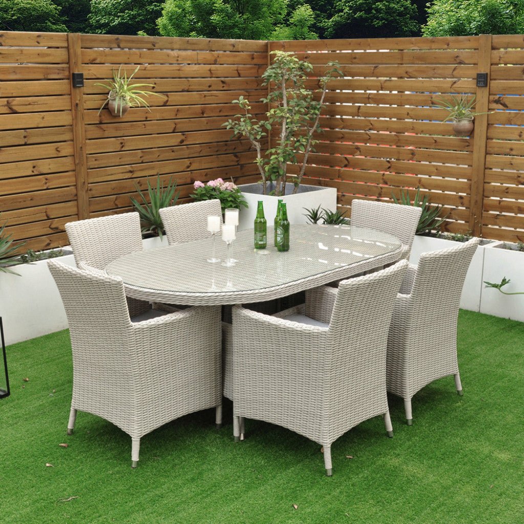 Tulum - 6 Seat Set with 180cm Oval Table (White Washed) - Rathwood Store