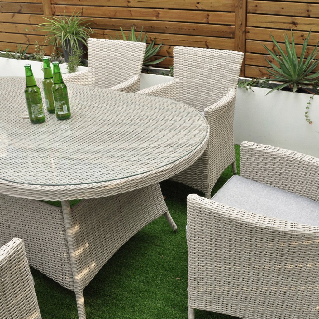 Tulum - 6 Seat Set with 180cm Oval Table (White Washed) - Rathwood Store