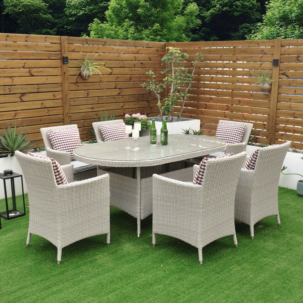 Tulum - 6 Seat Set with 180cm Oval Table (White Washed) - Rathwood Store