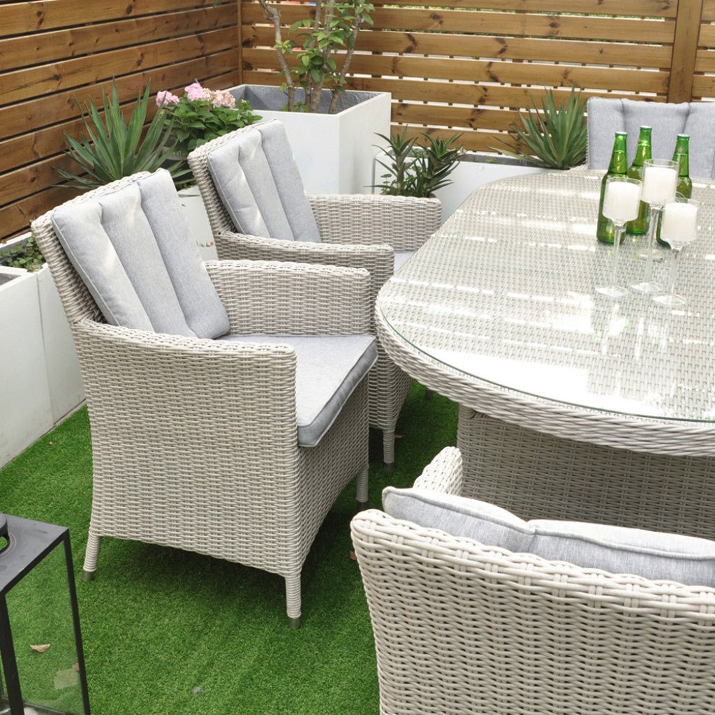 Tulum - 6 Seat Set with 180cm Oval Table (White Washed) - Rathwood Store