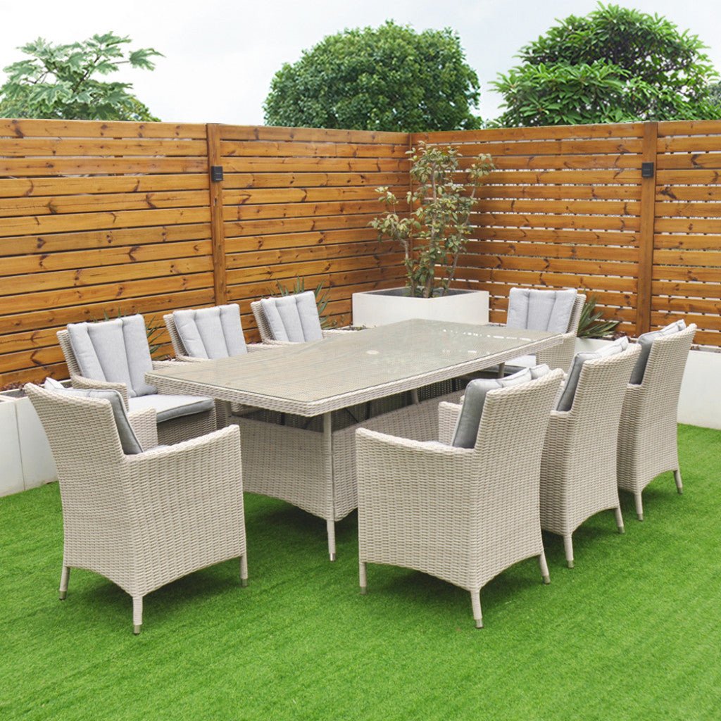 Tulum - 8 Seat Set with 170cm Rectangular Table (White Washed) - Rathwood Store