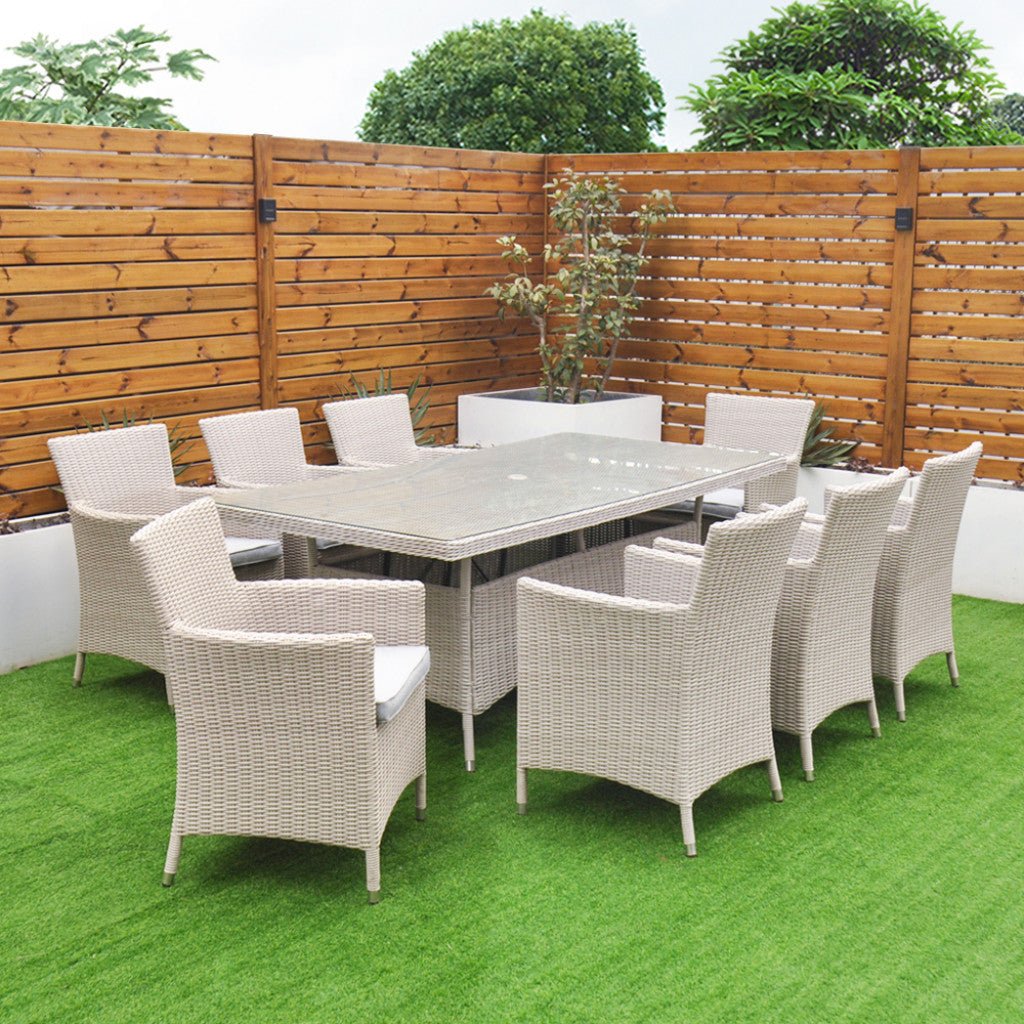 Tulum - 8 Seat Set with 170cm Rectangular Table (White Washed) - Rathwood Store